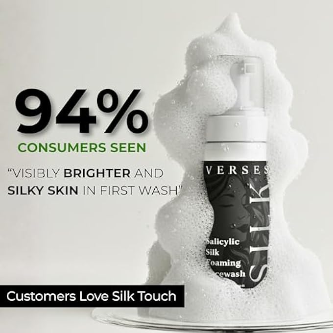 Verses SALICYLIC SILK FOAMING FACEWASH, 150ML | FORMULA 2025 | ADVANCED BHA + HA COMPLEX | VISIBLE ACNE REDUCTION & OIL CONTROL IN 7 DAYS | DEEP PORE CLEANSE, HYDRATING, VEGAN AND TOXIN FREE - Image 4